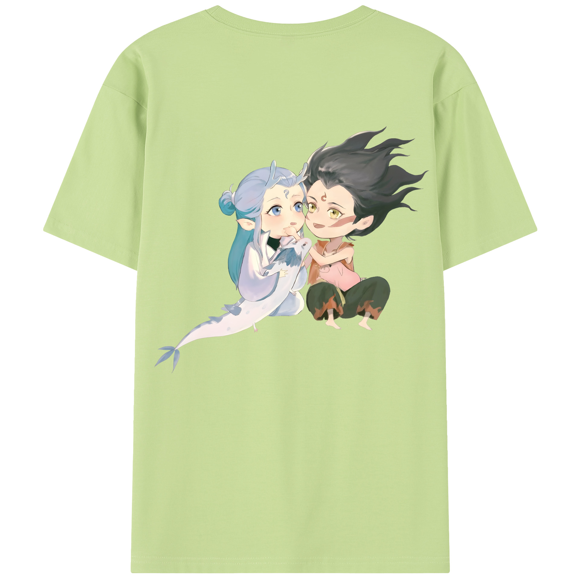 （画像用） Ne Zha 2 ナタ 魔童の大暴れ 綿100％半袖Tシャツ（背面プリント）